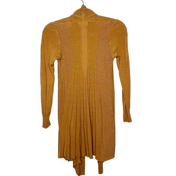 DREAMERS Waterfall Cardigan Sweater Open Front Ribbed-Knit Mustard Yellow Size L - Picture 3 of 10